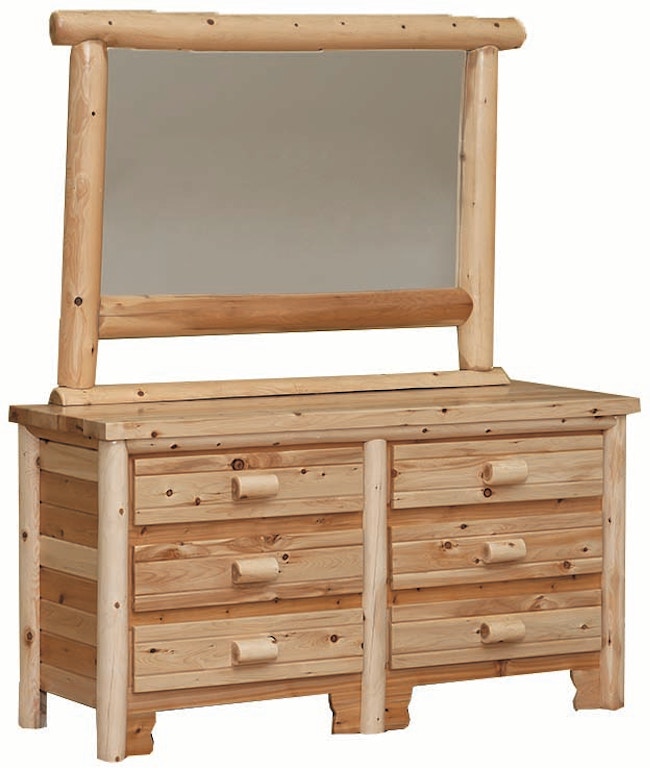 Countryside Rustic Log Bedroom 6 Drawer Log Dresser Mirror