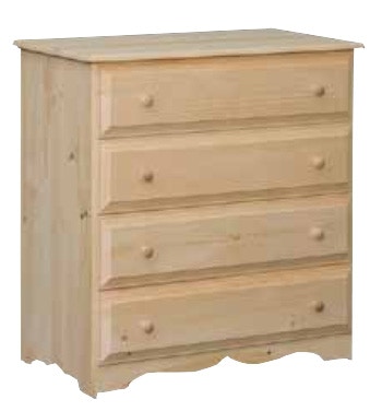 Bedroom Unfinished 4 Drawer Chest Made in the USA 21388 Love's
