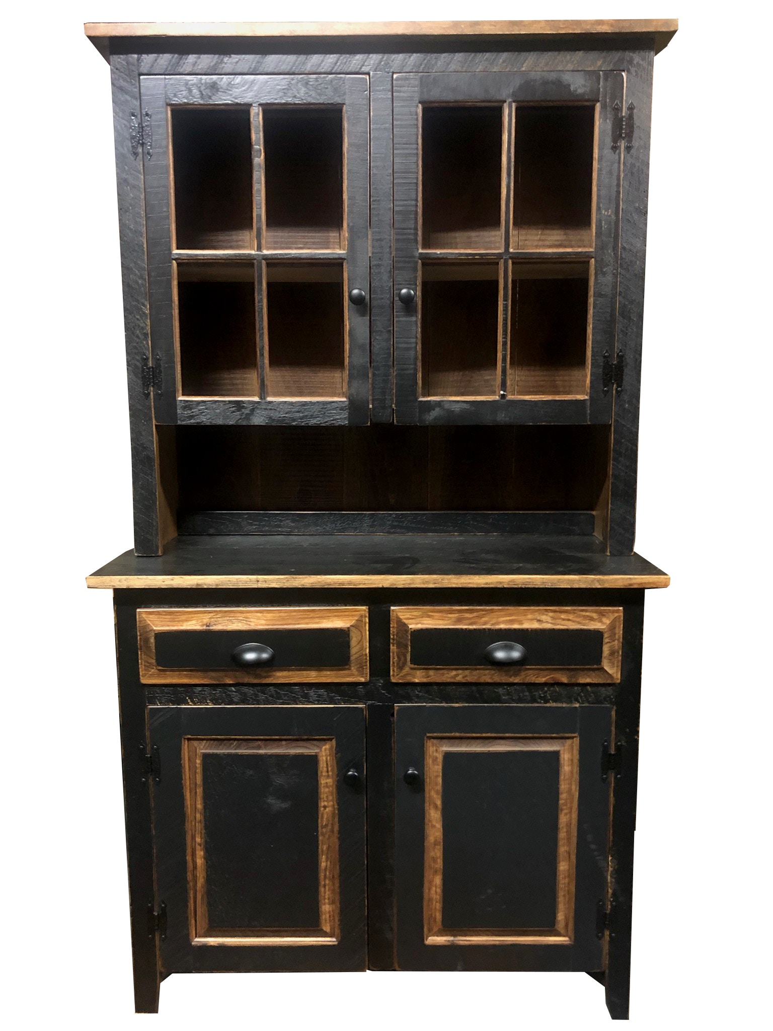 Hutch Buffet Rustic Black Finish. Made in the USA