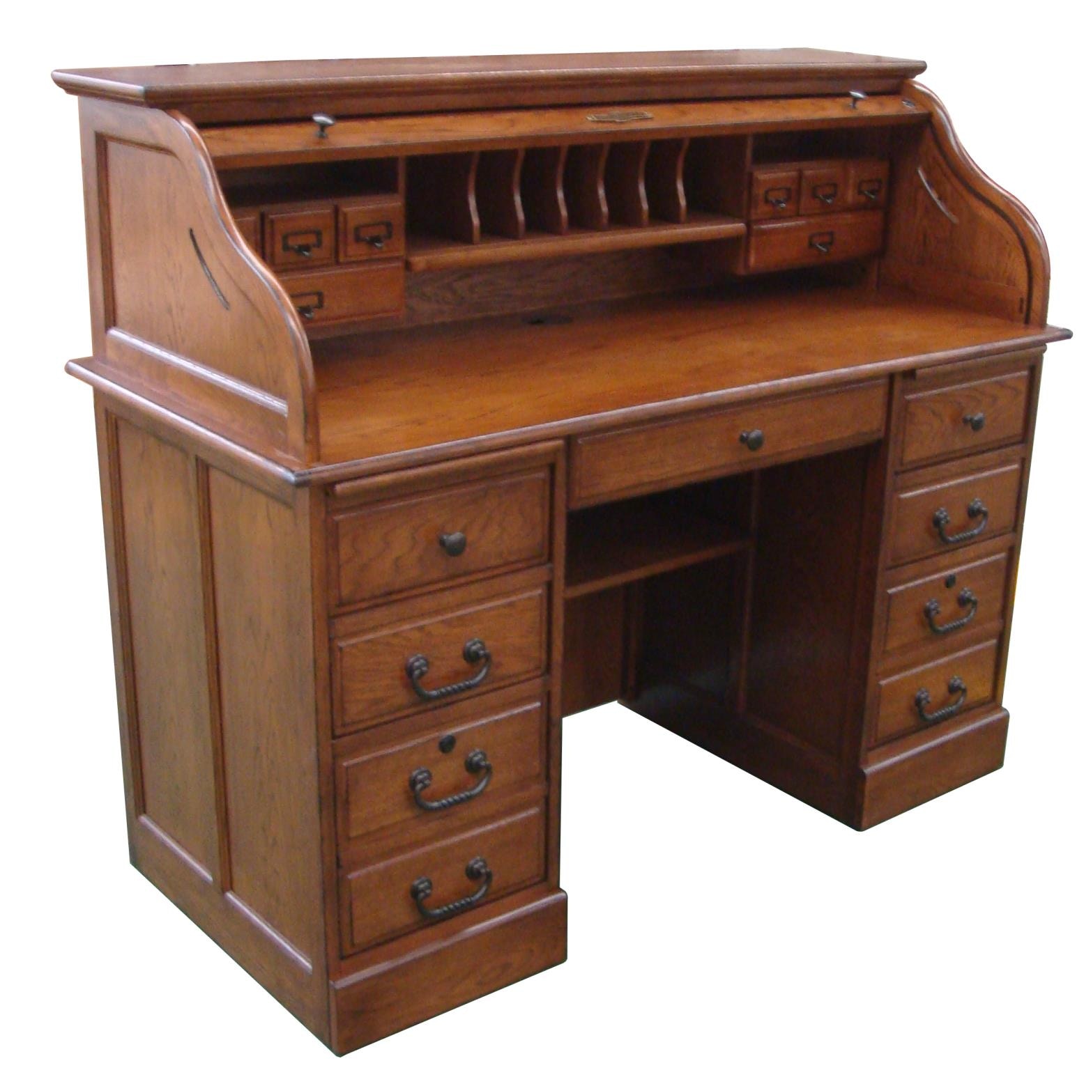 Tei Home Office 54 Roll Top Desk Harvest Burnished Walnut