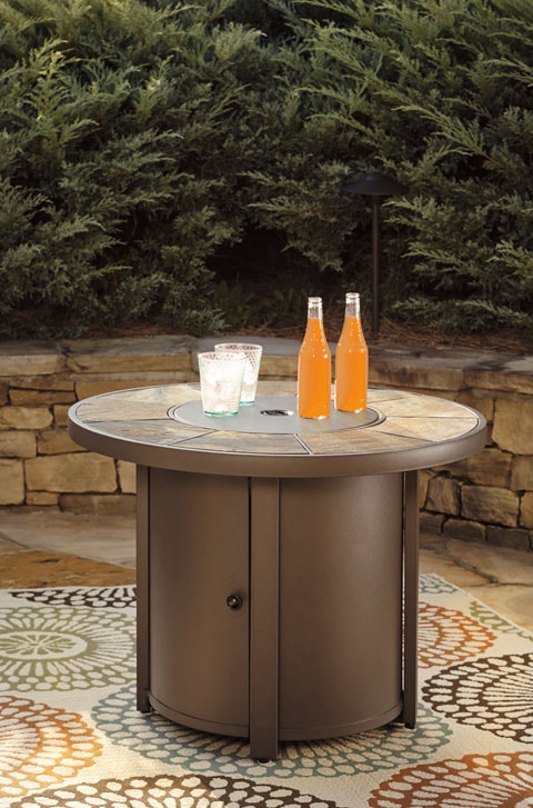 Ashley Living Room Round Fire Pit Table P324 7761 Love S Bedding