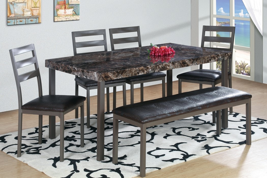 Pacific Imports Dining Room Table W 4 Chairs Bench 6 Pc Set