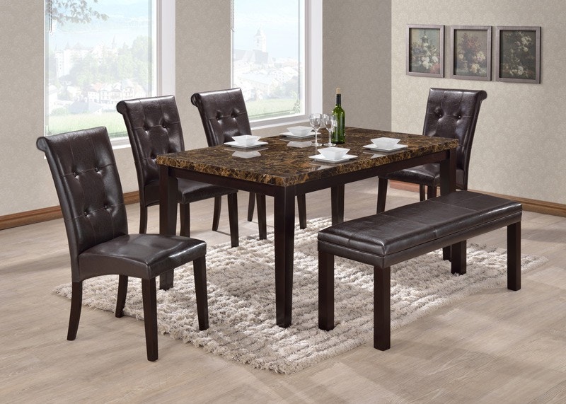 Pacific Imports Dining Room Table W 4 Chairs Bench 6 Pc Set