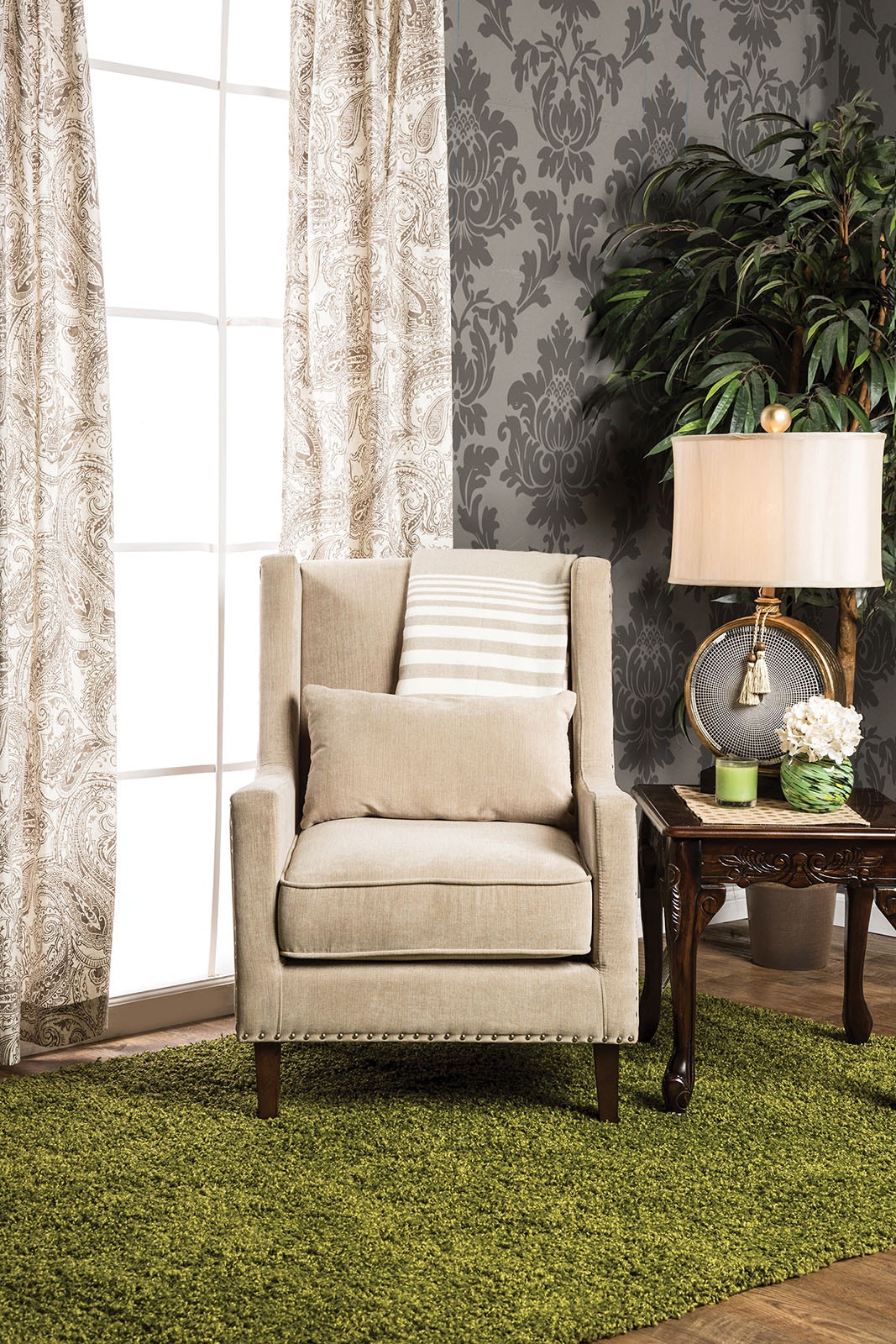 Ivory wingback accent cheap chair