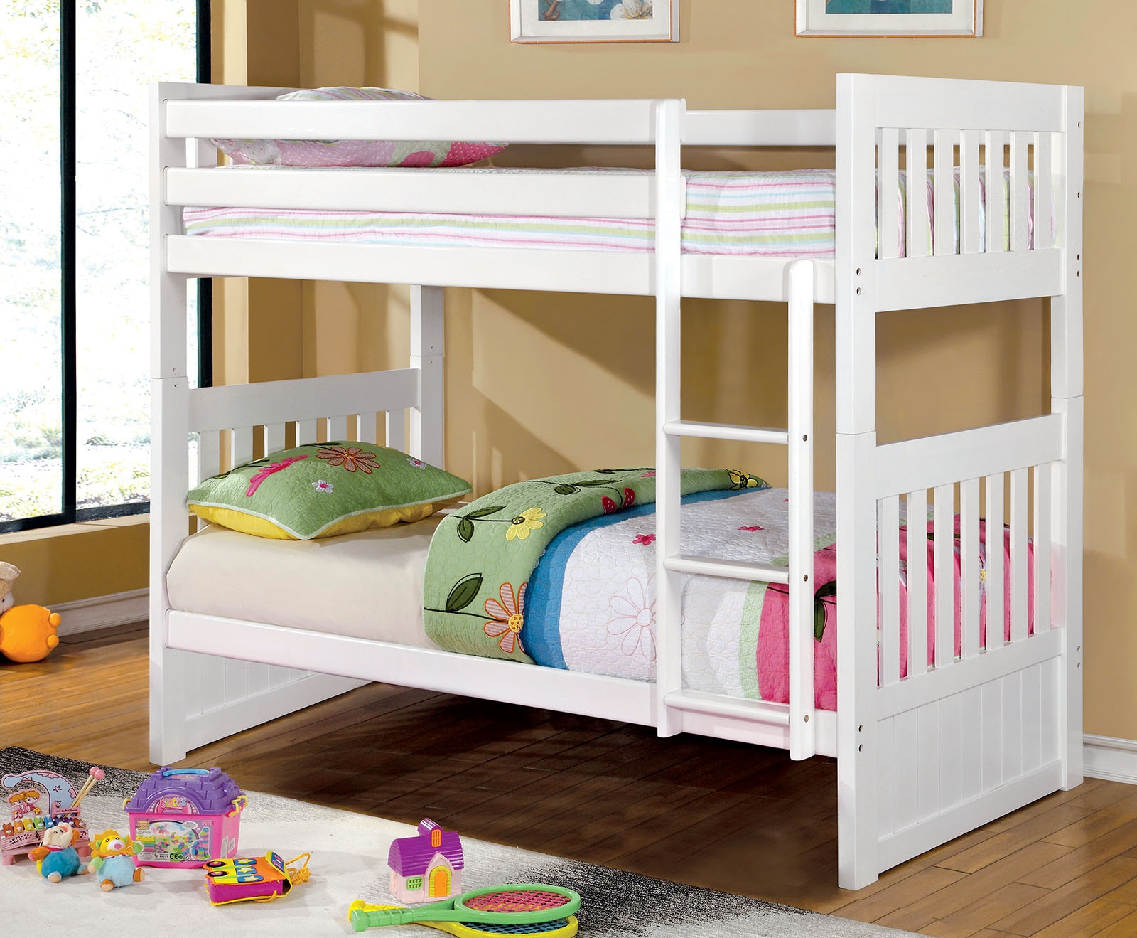 Furniture Of America Bedroom Twin Twin Bunk Bed Rail Guardrail Cm Bk607t Wh 3 The Furniture Mall