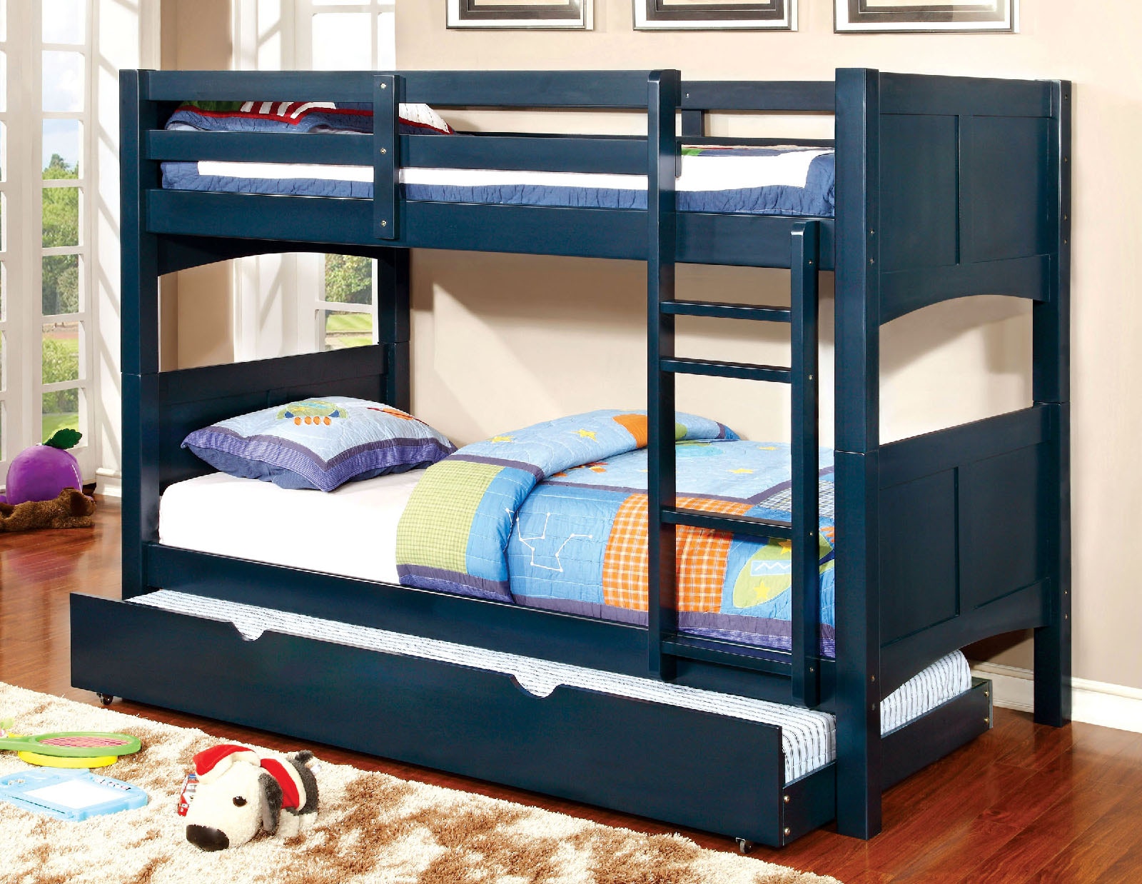 Furniture Of America Bedroom Twin Twin Bunk Bed Rail Slats Cm Bk608t Bl 2 The Furniture Mall