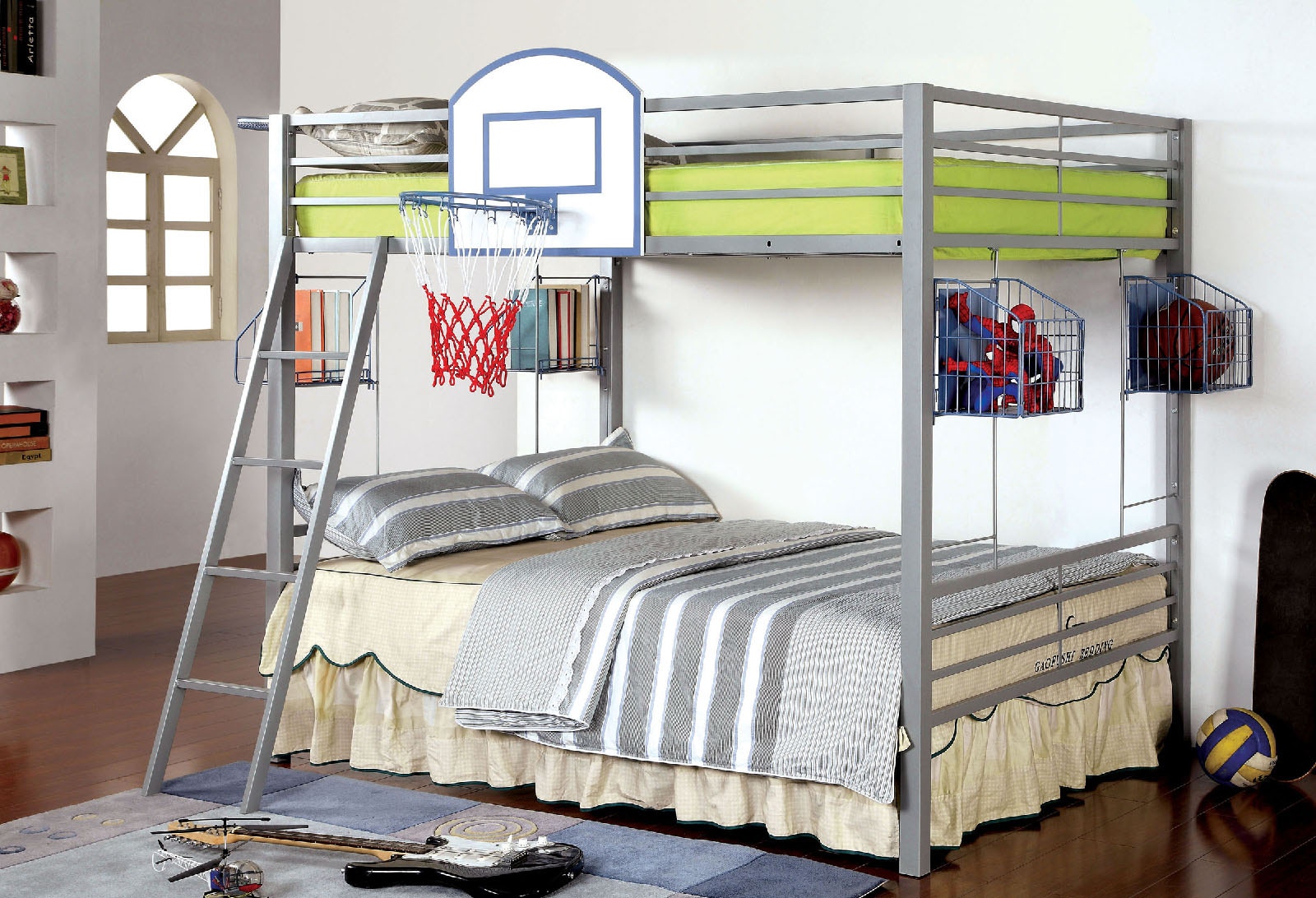Metal Full Full Bunk Bed Basketball