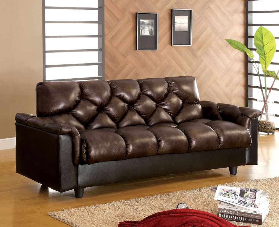 Leather Like Futon Sofa W Storage