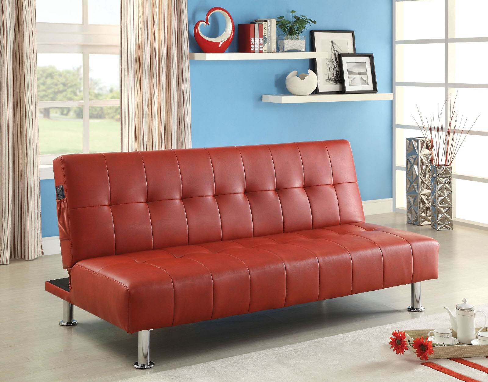 single red futon