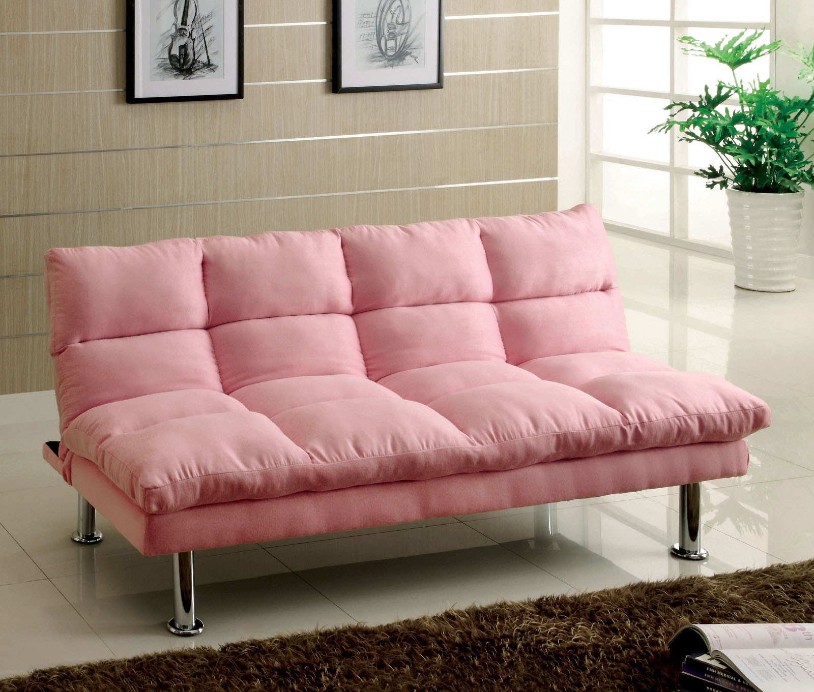 pink single futon