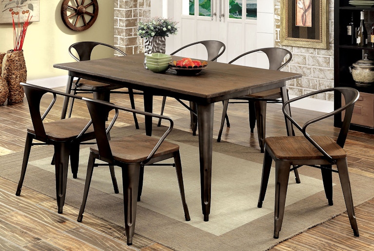 furniture of america dining room table + 4 side chairs cm3529t-5pc