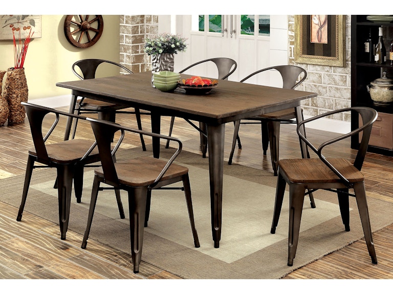 furniture of america dining room table + 4 side chairs cm3529t-5pc