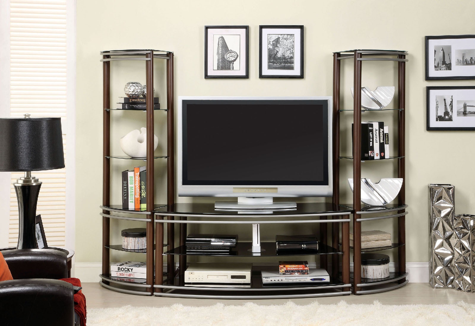 Furniture of America Home Entertainment 52 Glass Top Tv Console