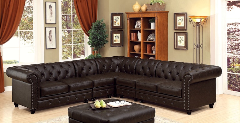 Sectional Brown Leatherette