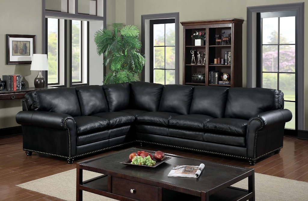 Furniture Of America Living Room Sectional W Bonded Leather Match Sectional W Bonded Leather Match