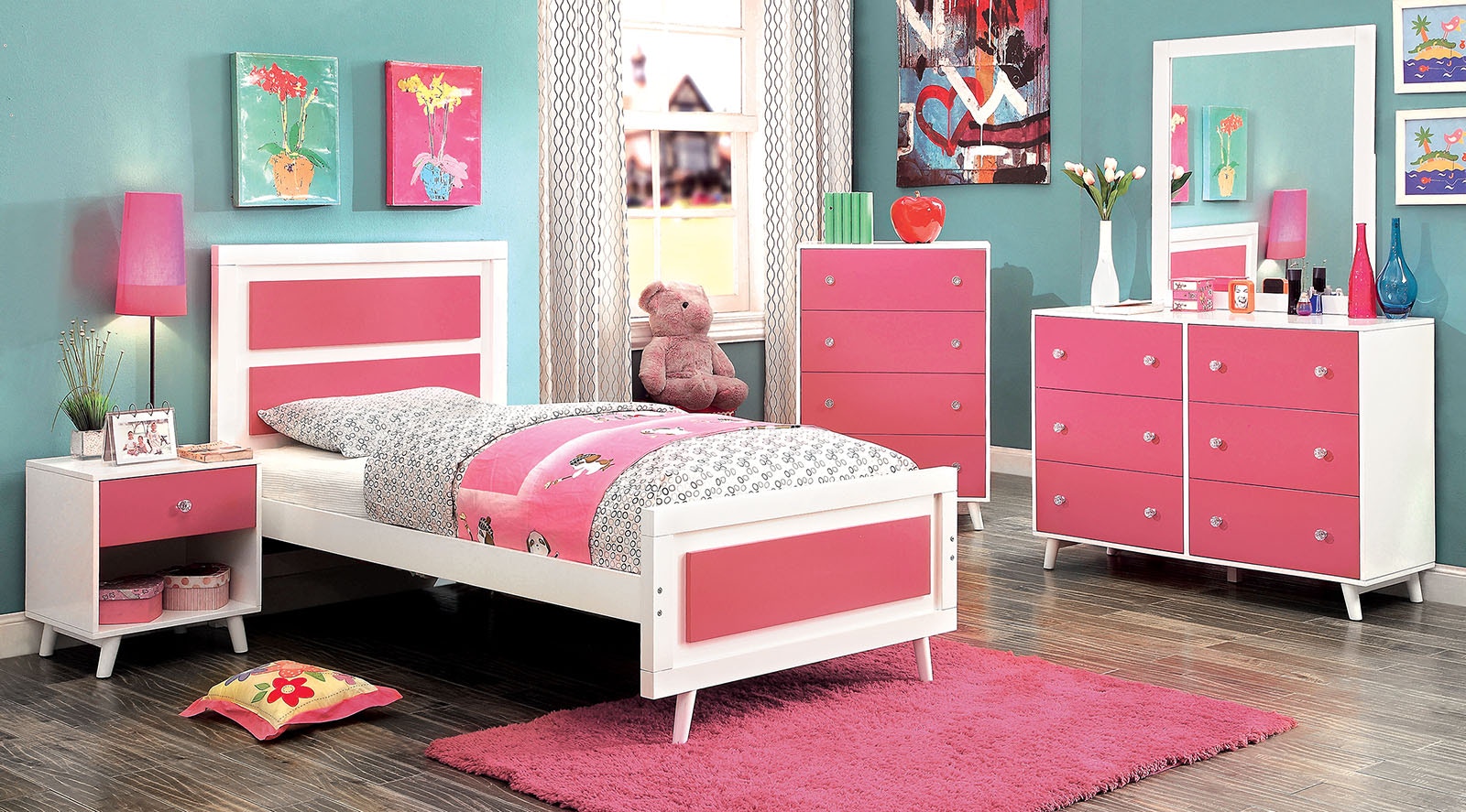 Pink white deals dresser