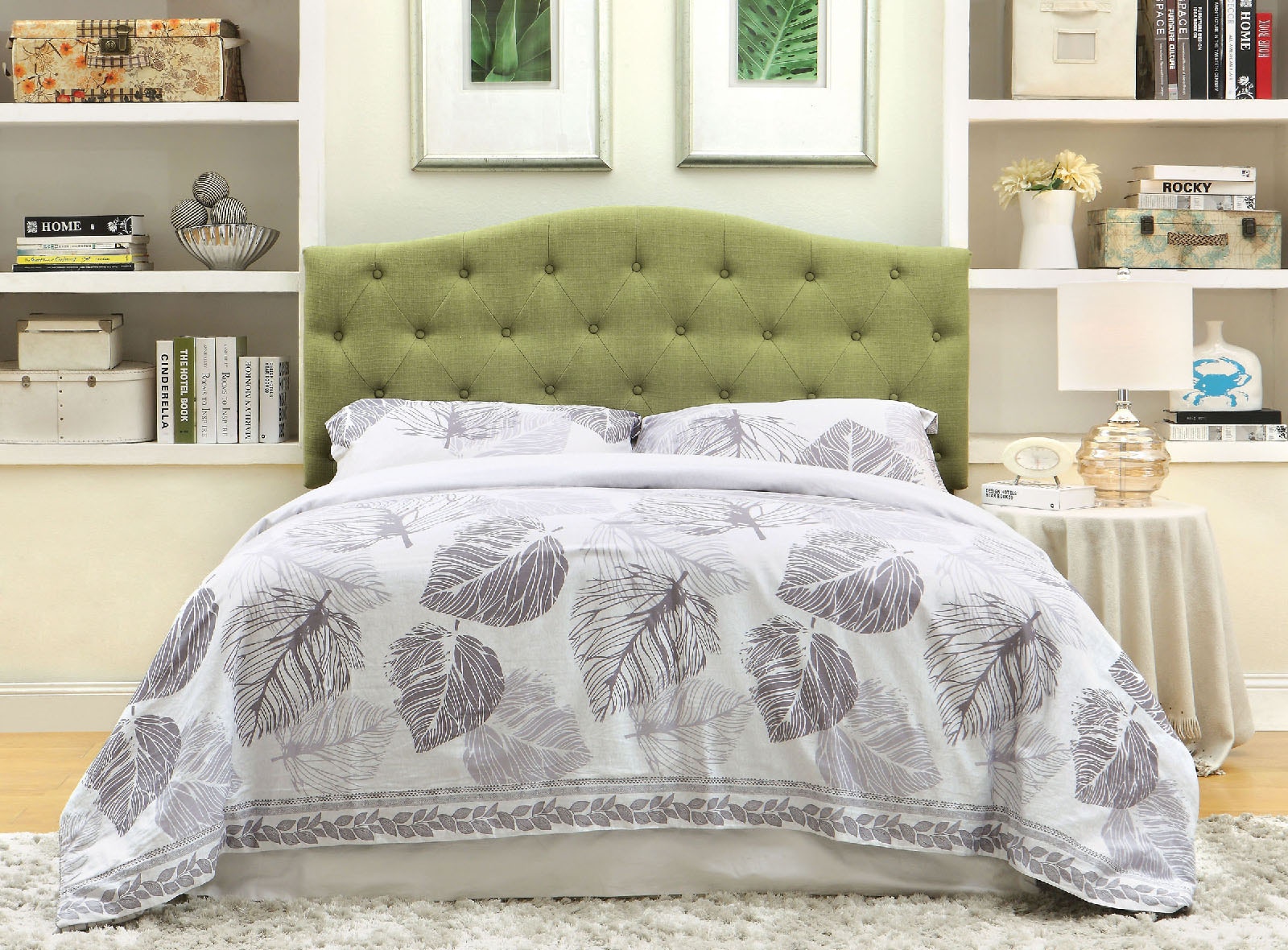 Green queen headboard discount