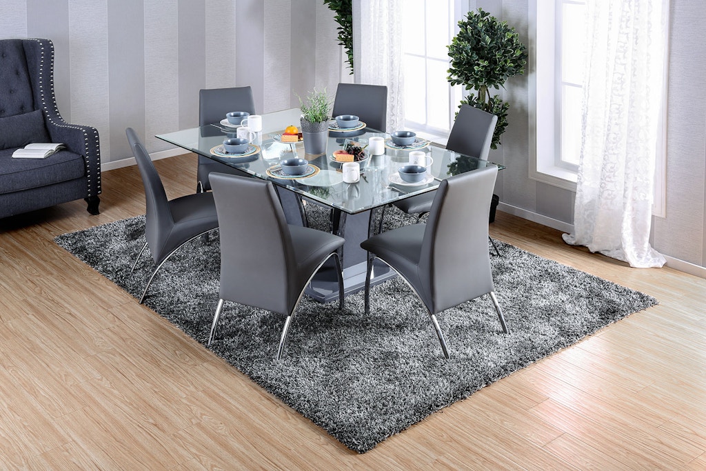 Furniture Of America Dining Room Glass Top Dining Table White Cm8372gy T 3 The Furniture Mall