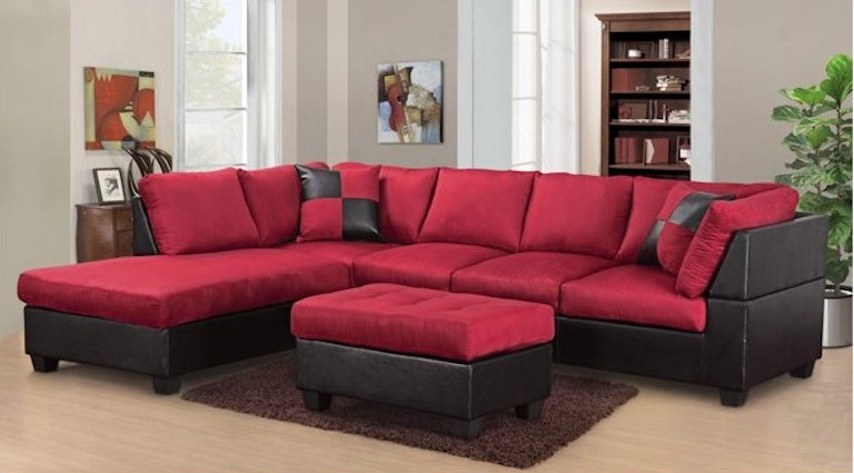 Master Furniture  Living  Room  Two  tone red sectional sofa  