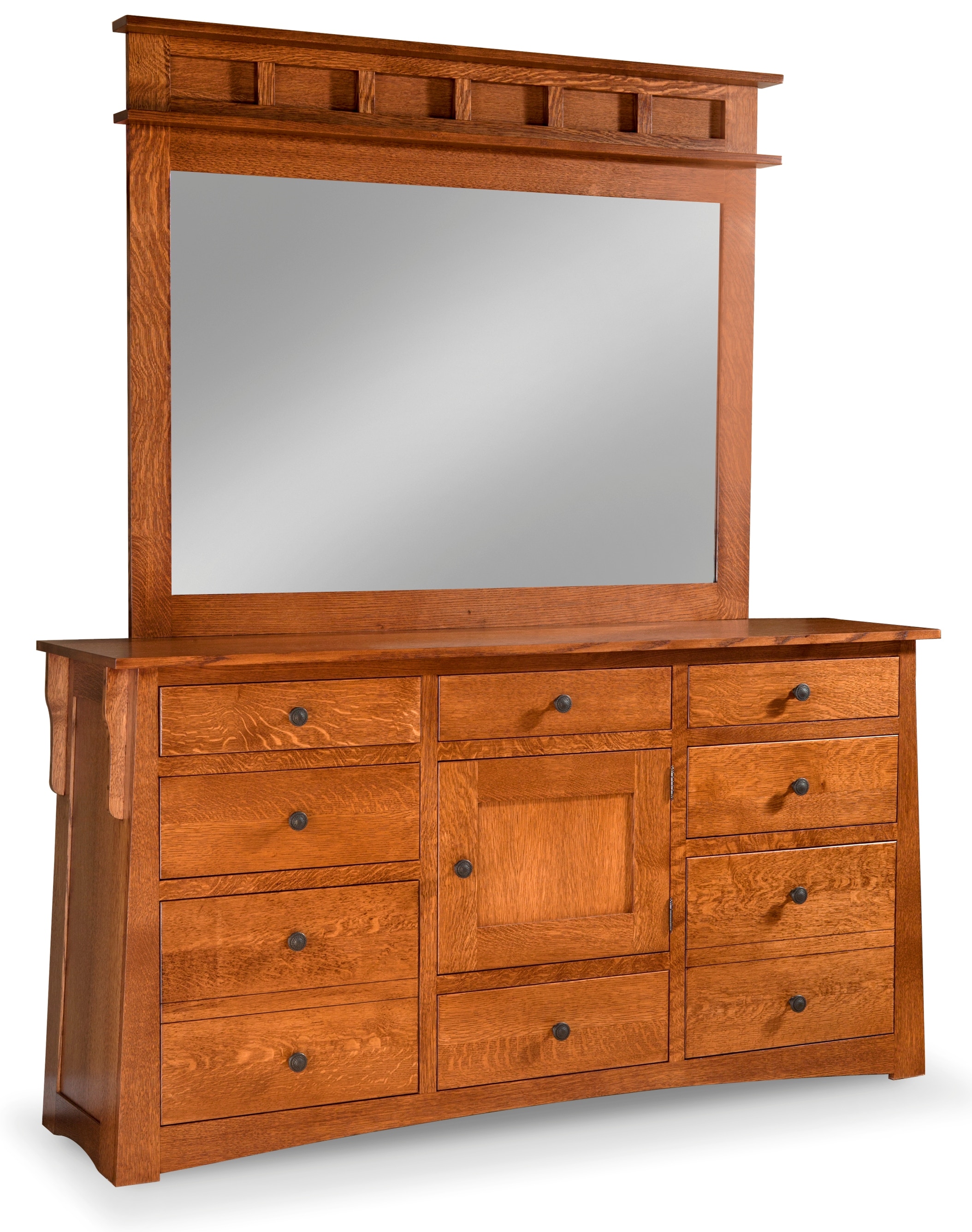 Daniel S Amish Bedroom Arts Crafts Triple Dresser W Tall Mirror