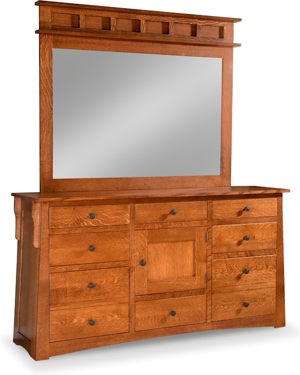 Daniel S Amish Bedroom Arts Crafts Triple Dresser W Tall Mirror