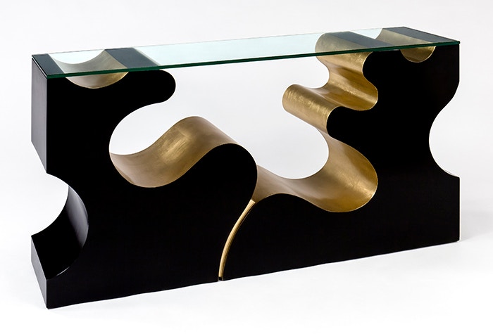 BLACK GOLDLEAF WAVY CONSOLE