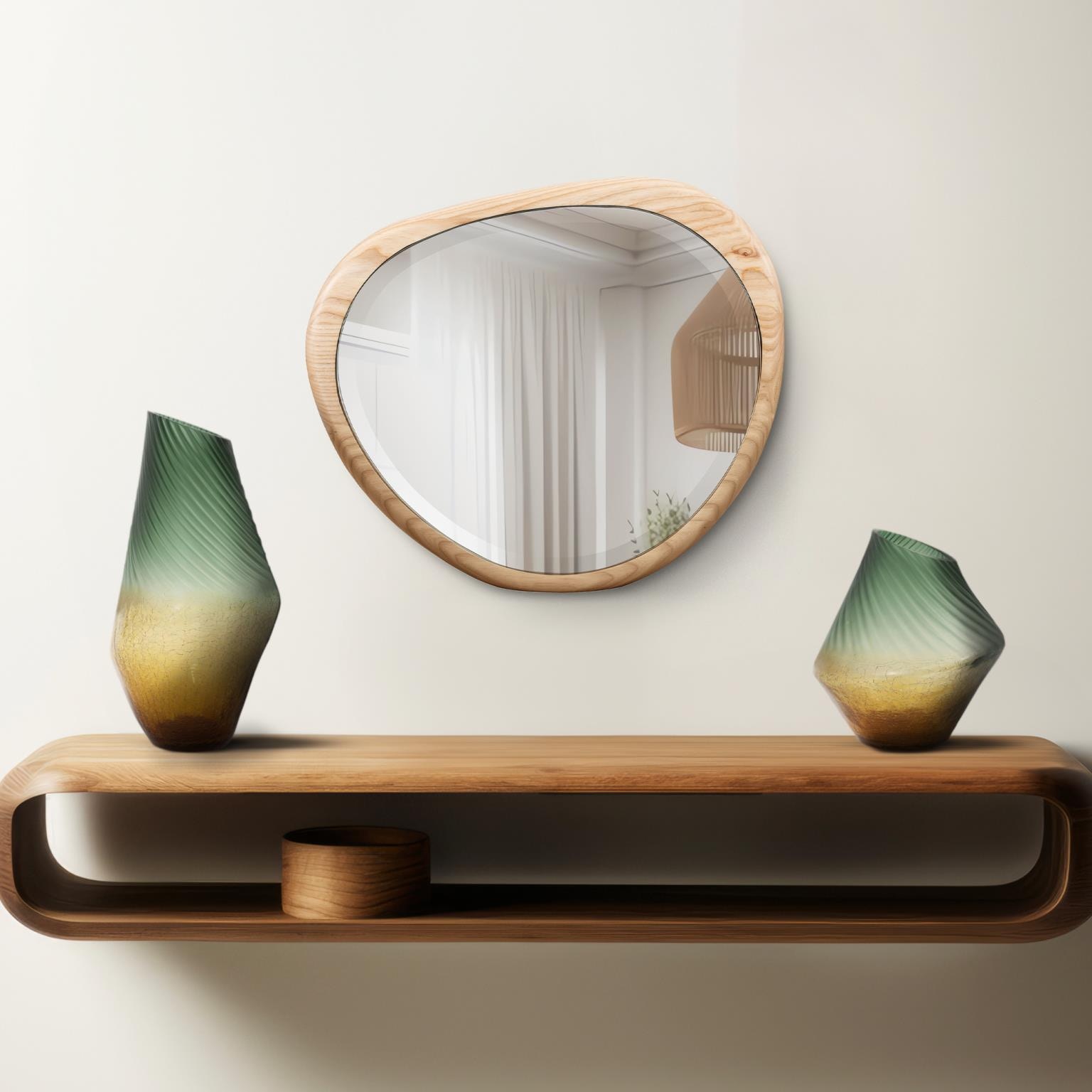  DRAGMAR ASSYMMETRICAL WOOD MIRROR-SMALL 31-08