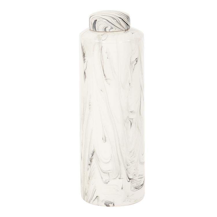  Porcelain White and Black Swirl Tea Jar, Large 11208