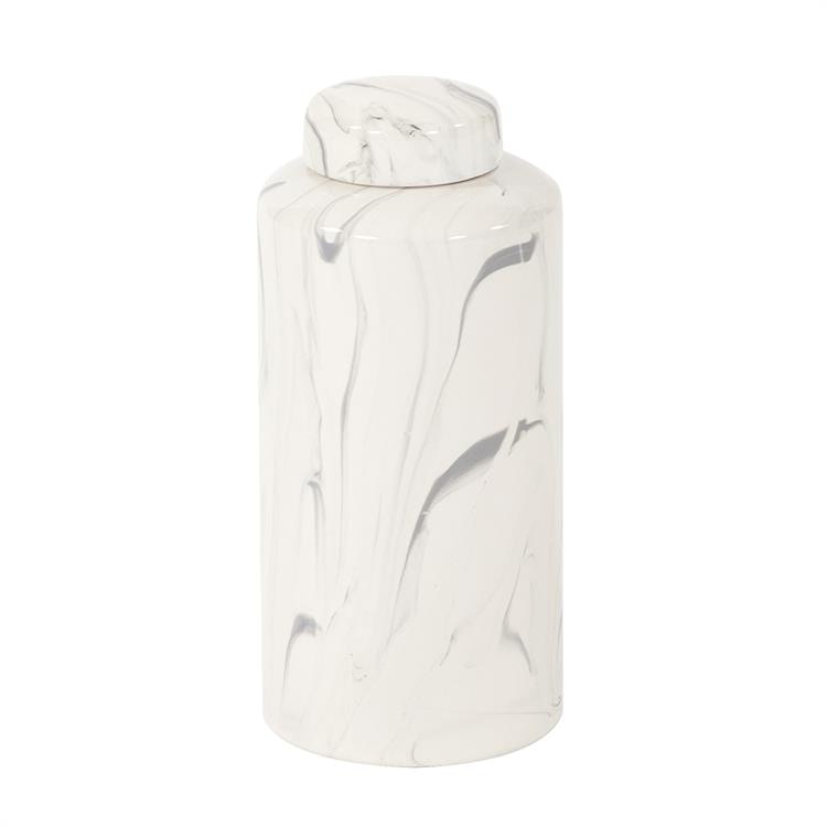  Porcelain White and Black Swirl Tea Jar, Small 11209