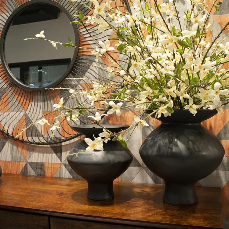  GRAPHITE CERAMIC FLARED VASES 11327; 11328; 11329