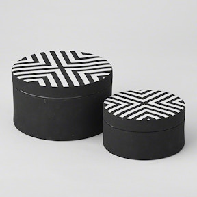 Hat Box - Round White with Black Trim
