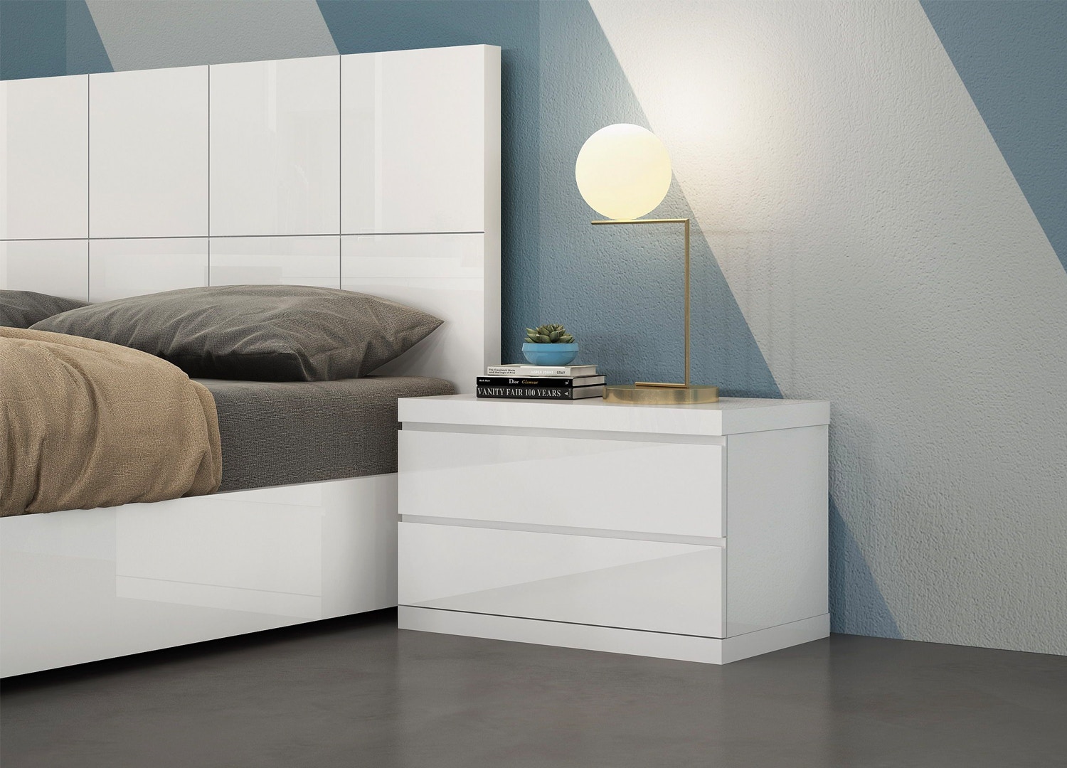  HIGH GLOSS WHITE LARGE NIGHTSTAND 34-4