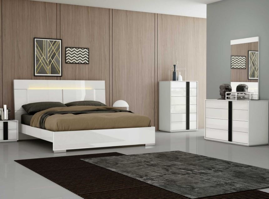 white bed black dresser Modern White Finish 1Pc Dresser Of 6X Drawers Black Hardware Wooden Bedroom Furniture White Bedroom Modern,Rustic Wood main image 1