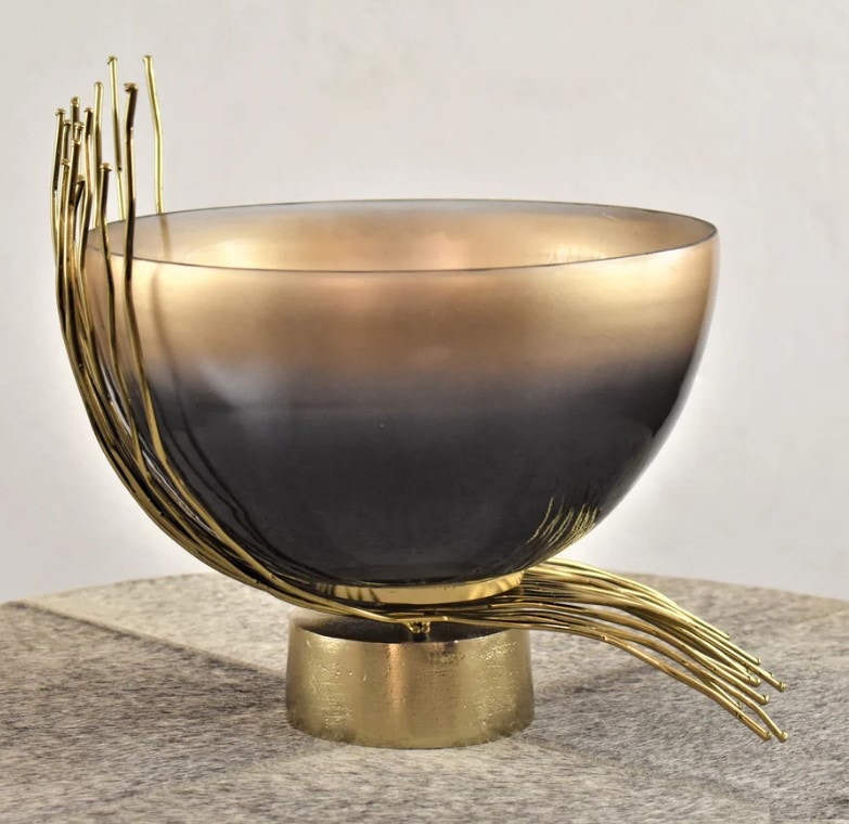  CHARCOAL & GOLD BOWL TALL 11836
