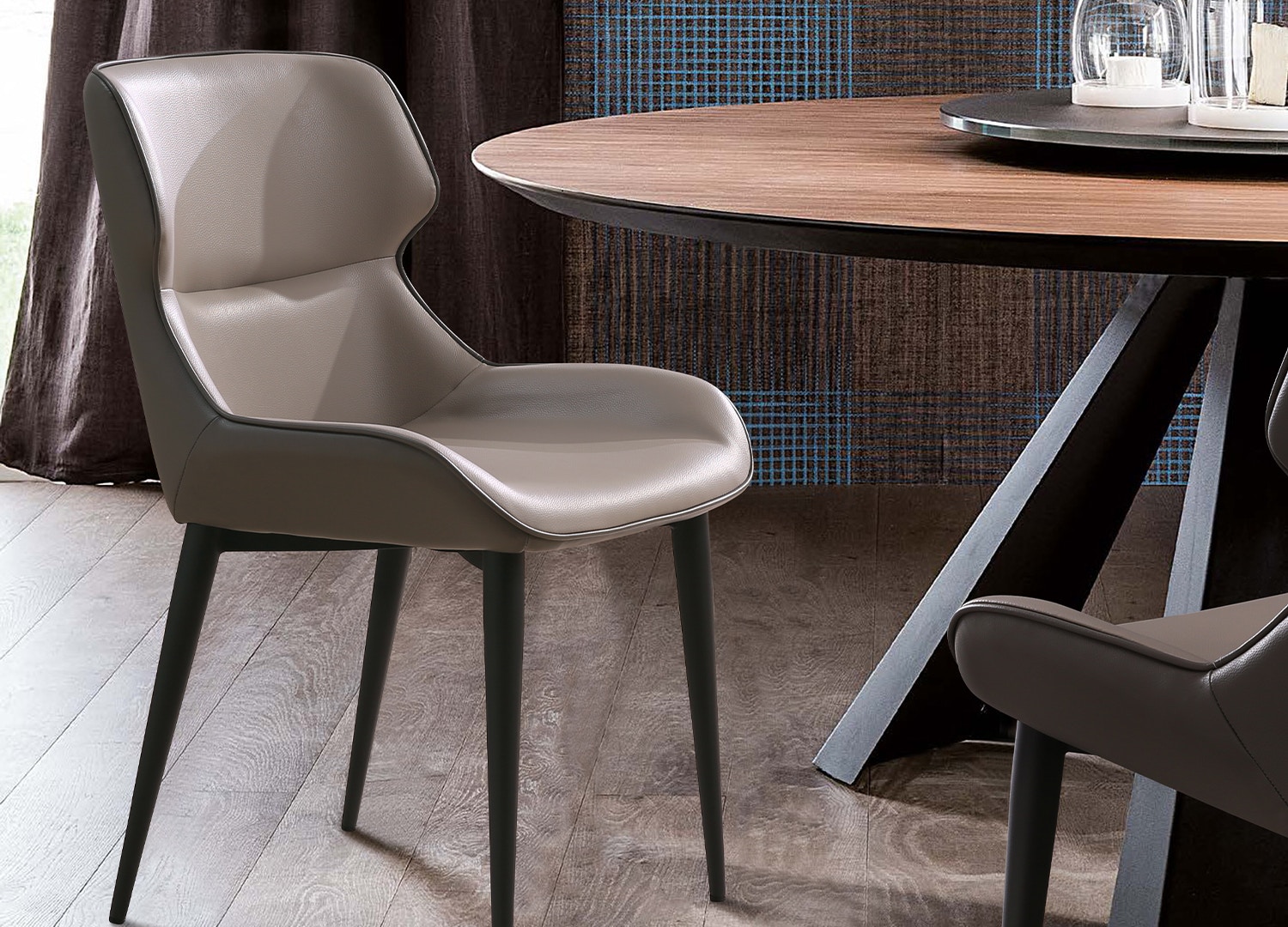  TWO TONE FAUX LEATHER DINING CHAIR 26-8