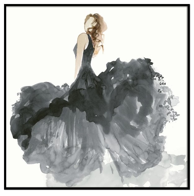  WOMAN IN BLACK DRESS II FRAMED ART 11849