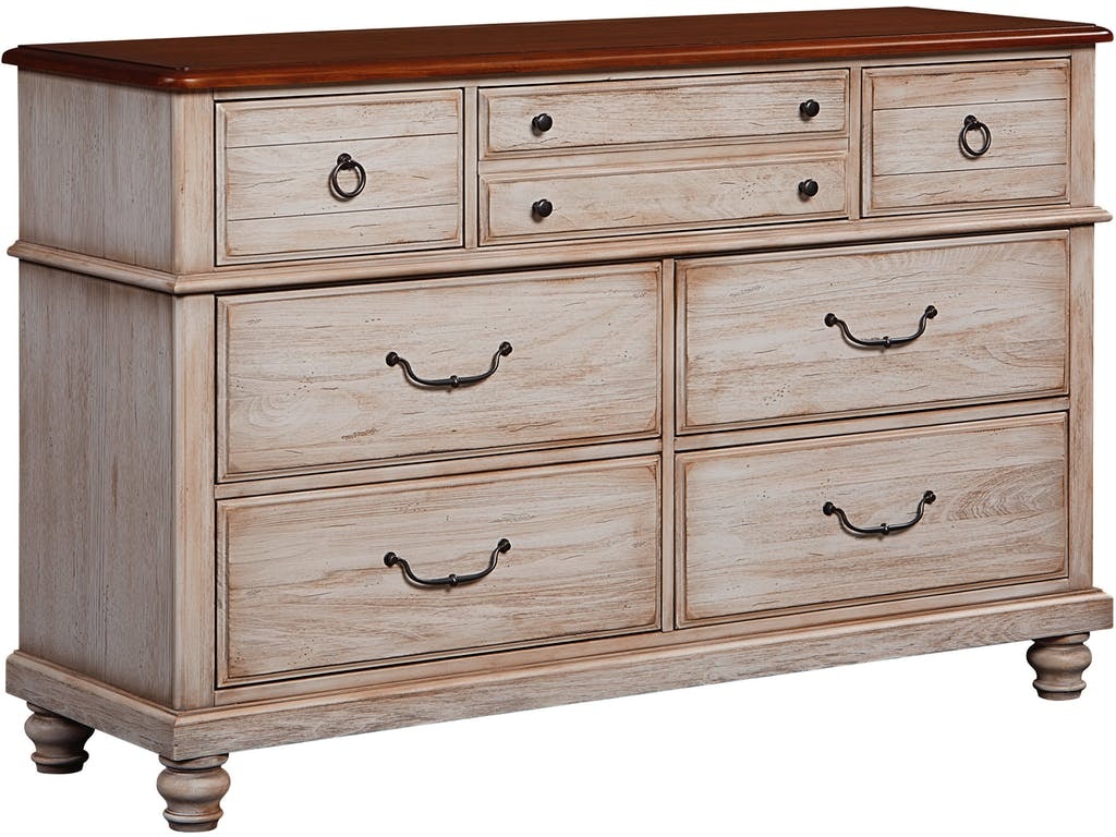 Vaughan Bassett Bedroom Rustic White 7 Drawer Dresser 442 002