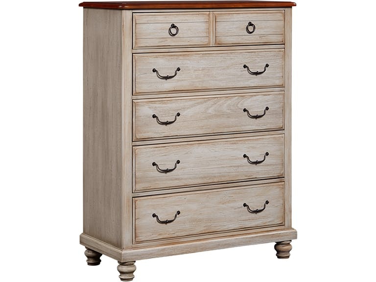 Vaughan Bassett Bedroom Cherry Top 5 Drawer Chest 442 115 Short