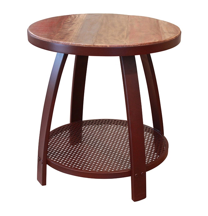 Antique Iron Barrel 23 Round End Table