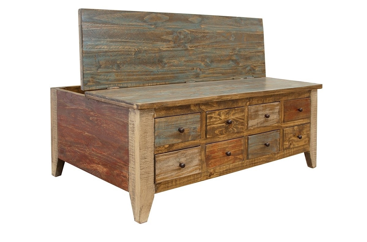 International Furniture Direct Antique Multicolor RECT Cocktail Table 303509