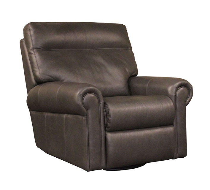 top grain leather power swivel glider recliner