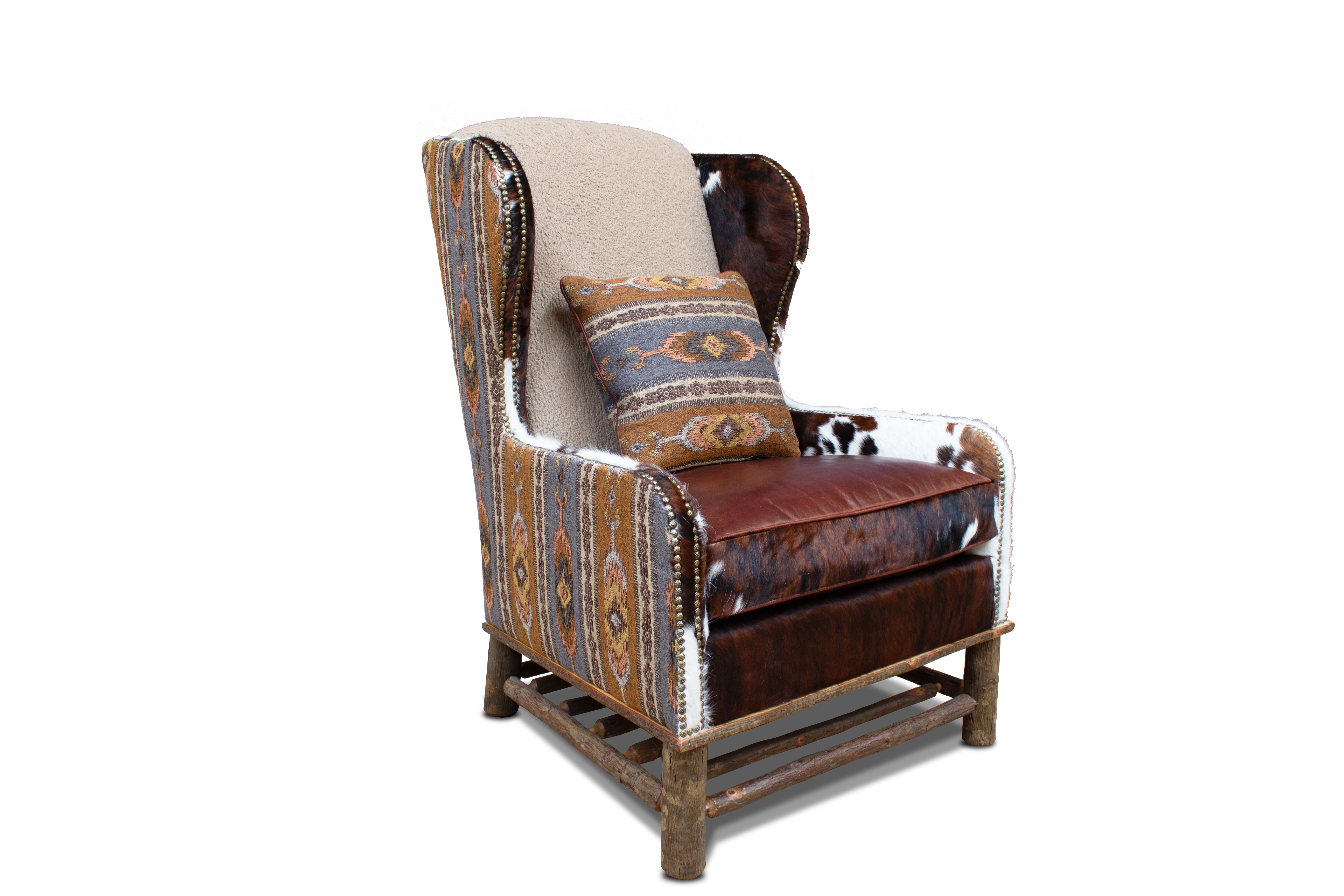 Clearance Cowhide Wing Chair w/ Ottoman 900339P