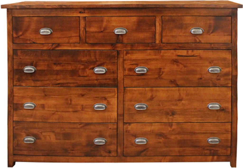 Oak Design Bedroom Rustic Alder 9 Drawer Dresser 327987