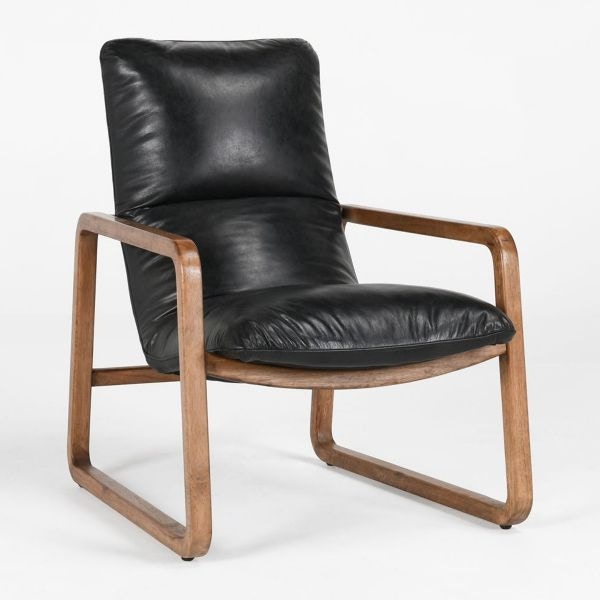 leather accent chair black