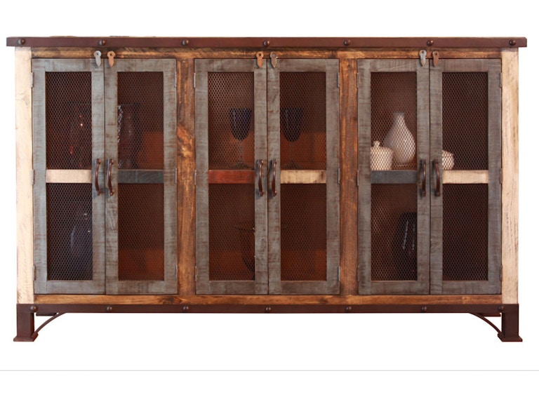 International Furniture Direct Antique Multicolor 71 Mesh-Door Cabinet is  available in the