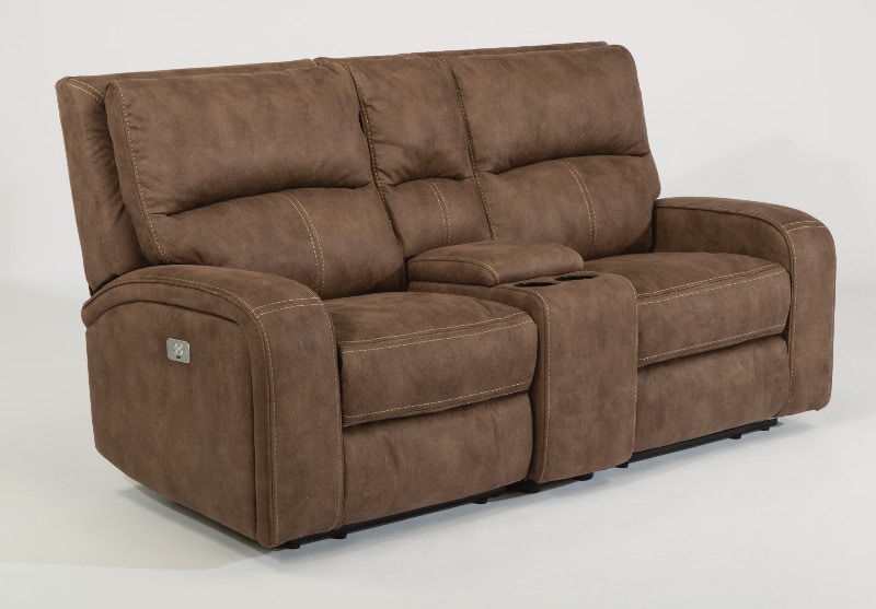 Flexsteel Nirvana Fabric Power Reclining Loveseat With Console And ...