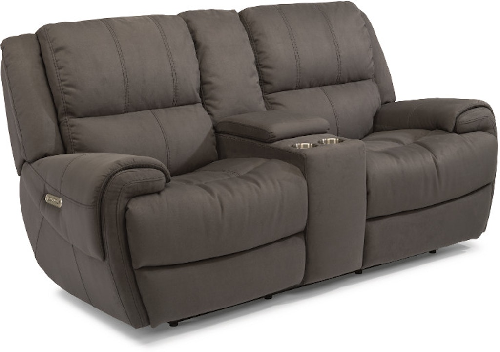 Flexsteel Nance Fabric Power Reclining Loveseat with Console and Power