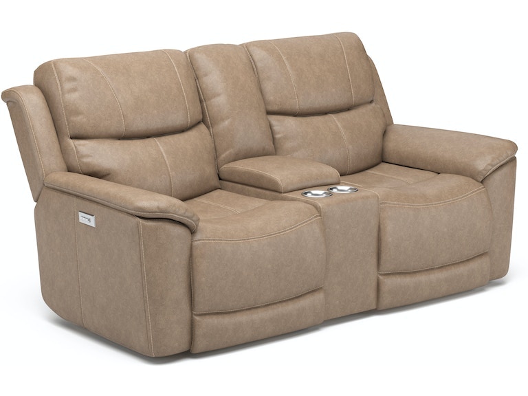 Flexsteel Cade Power Reclining Loveseat with Console and Power
