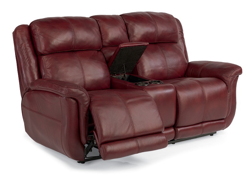 Red leather deals power reclining loveseat