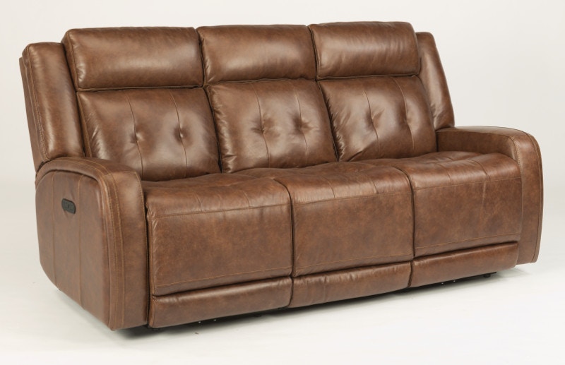 Flexsteel Jude Leather Power Reclining Sofa with Power Headrests